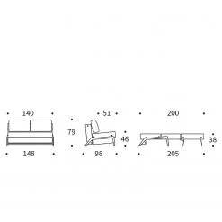 Innovation Möbel Canapé convertible Cubed - Tissu Mixed Dance : Blue - Largeur : 148 cm - Chêne clair -Canapés Soldes Magasin 1000244289 210218 15005400152 SKETCH DETAILS P000000001000244289 sketch