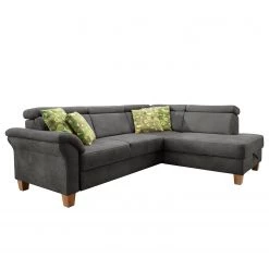 Loftscape Canapé d’angle Vignols - Microfibre - Microfibre Flavie: Gris - Alignement à droite - Sans fonction couchage