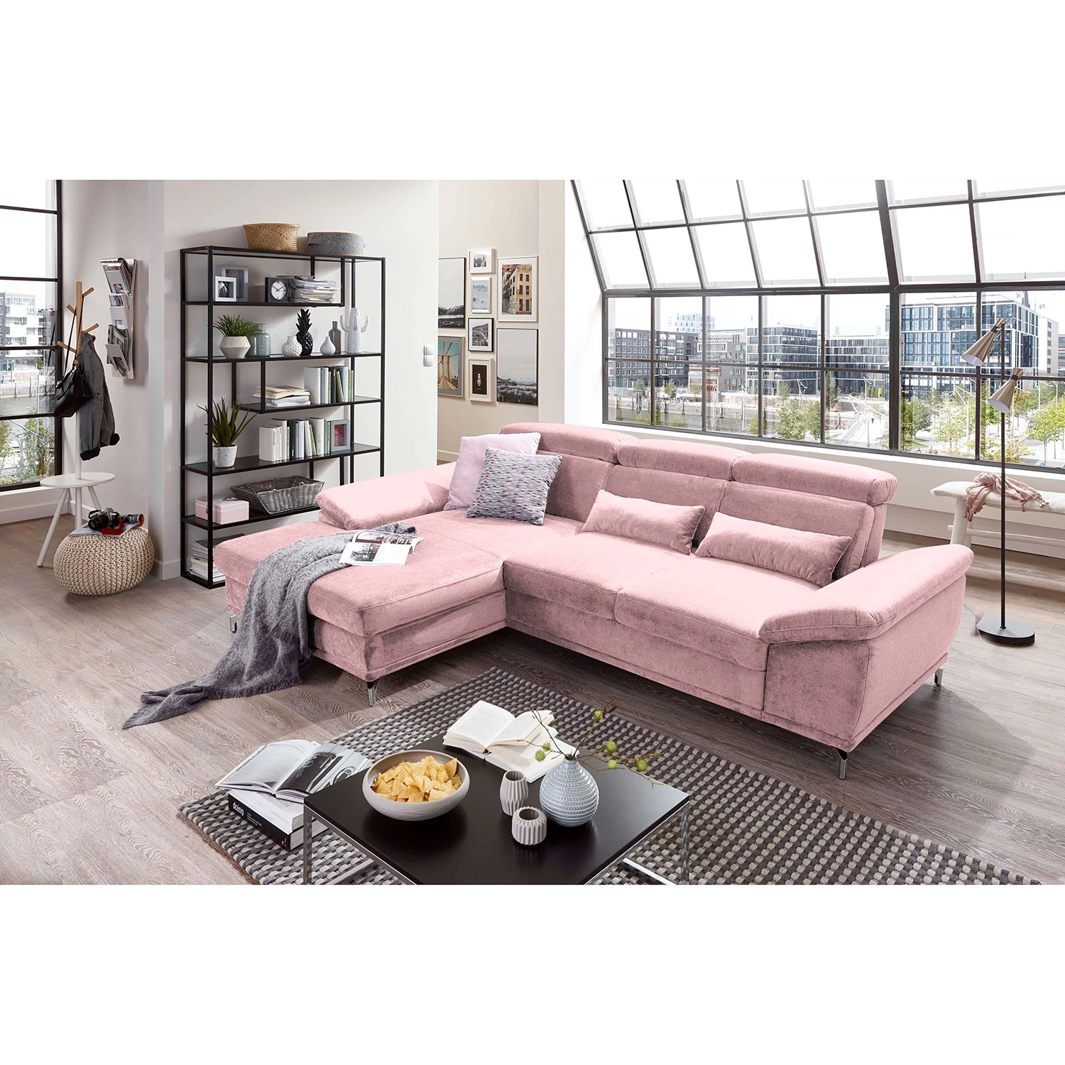 Loftscape Canapé d’angle Tamaris I - Velours côtelé - Velours côtelé Inbal: Mauve - Méridienne courte à gauche (vue de face) - Avec fonction couchage 2 Loftscape Canapé d’angle Tamaris I - Velours côtelé - Velours côtelé Inbal: Mauve - Méridienne courte à gauche (vue de face) - Avec fonction couchage – Image 2