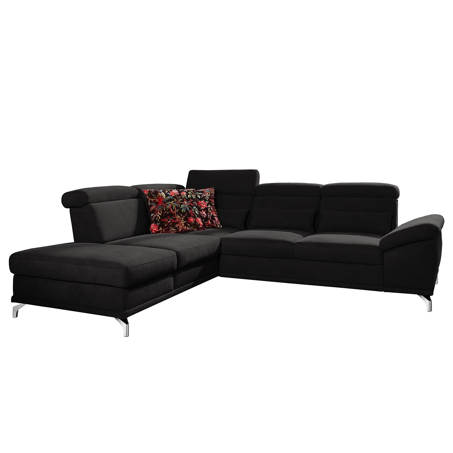 Loftscape Canapé d’angle Tamaris II - Tissu - Tissu Palila: Noir - Angle à gauche (vu de face) - Avec fonction couchage 1 Loftscape Canapé d’angle Tamaris II - Tissu - Tissu Palila: Noir - Angle à gauche (vu de face) - Avec fonction couchage