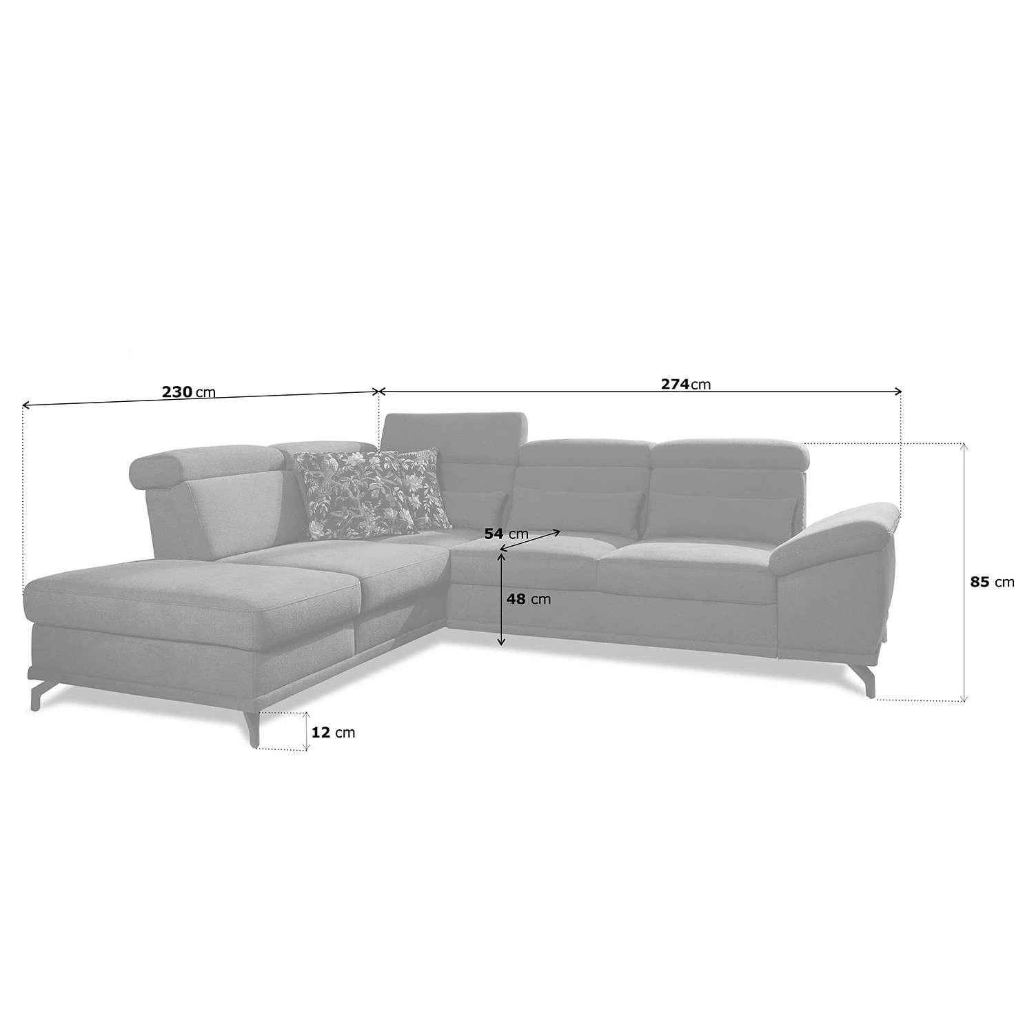 Loftscape Canapé d’angle Tamaris II - Tissu - Tissu Palila: Noir - Angle à gauche (vu de face) - Avec fonction couchage 9 Loftscape Canapé d’angle Tamaris II - Tissu - Tissu Palila: Noir - Angle à gauche (vu de face) - Avec fonction couchage – Image 9