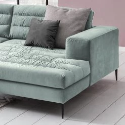 Fredriks Canapé d’angle Valmorel - Tissu - Microfibre Knarik: Gris - Méridienne courte à droite (vue de face) - Avec repose-pieds -Canapés Soldes Magasin 1000249823 210415 15415600107 DETAILS P000000001000249823