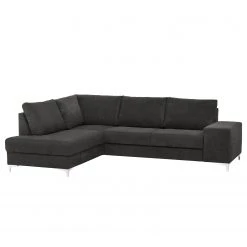 Fredriks Canapé d’angle Lescun - Tissu - Tissu Koza: Noir - Méridienne longue à gauche (vue de face)