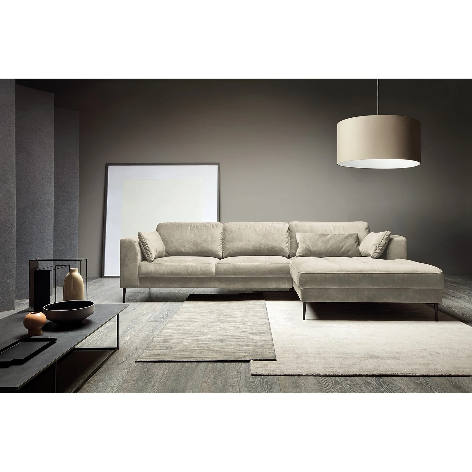 Mørteens Canapé d’angle Gaillon - Microfibre - Microfibre Cori: Gris clair - Méridienne courte à droite (vue de face) 2 Mørteens Canapé d’angle Gaillon - Microfibre - Microfibre Cori: Gris clair - Méridienne courte à droite (vue de face) – Image 2