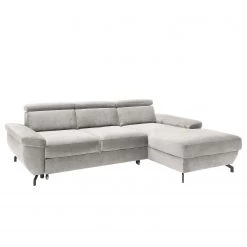 Fredriks Canapé d’angle Cussay - Tissage à plat - Tissu Cuna: Gris clair - Méridienne courte à droite (vue de face)