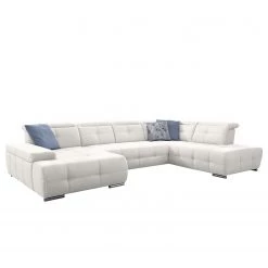 Loftscape Canapé panoramique Beutin - Tissage à plat - Tissu Olea: Argenté - Méridienne longue à droite (vue de face) - Sans fonction couchage