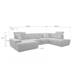 Loftscape Canapé panoramique Beutin - Tissage à plat - Tissu Olea: Argenté - Méridienne longue à droite (vue de face) - Sans fonction couchage -Canapés Soldes Magasin 1000253796 210419 15072400586 SKETCH DETAILS P000000001000253796 sketch