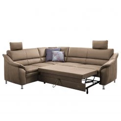 Loftscape Canapé d’angle Guillon - Microfibre - Microfibre Taeko: Marron foncé - Alignement à droite - Avec fonction couchage -Canapés Soldes Magasin 1000253808 210602 13440900102 DETAILS P000000001000253808