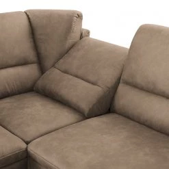 Loftscape Canapé d’angle Guillon - Microfibre - Microfibre Taeko: Marron foncé - Alignement à droite - Avec fonction couchage -Canapés Soldes Magasin 1000253808 210602 13440900108 DETAILS P000000001000253808