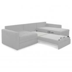 Loftscape Canapé d’angle Guillac - Tissu - Tissu Palila: Fango - Méridienne courte à droite (vue de face) - Avec fonction couchage -Canapés Soldes Magasin 1000253868 210419 15175601261 SKETCH DETAILS P000000001000253868 sketch