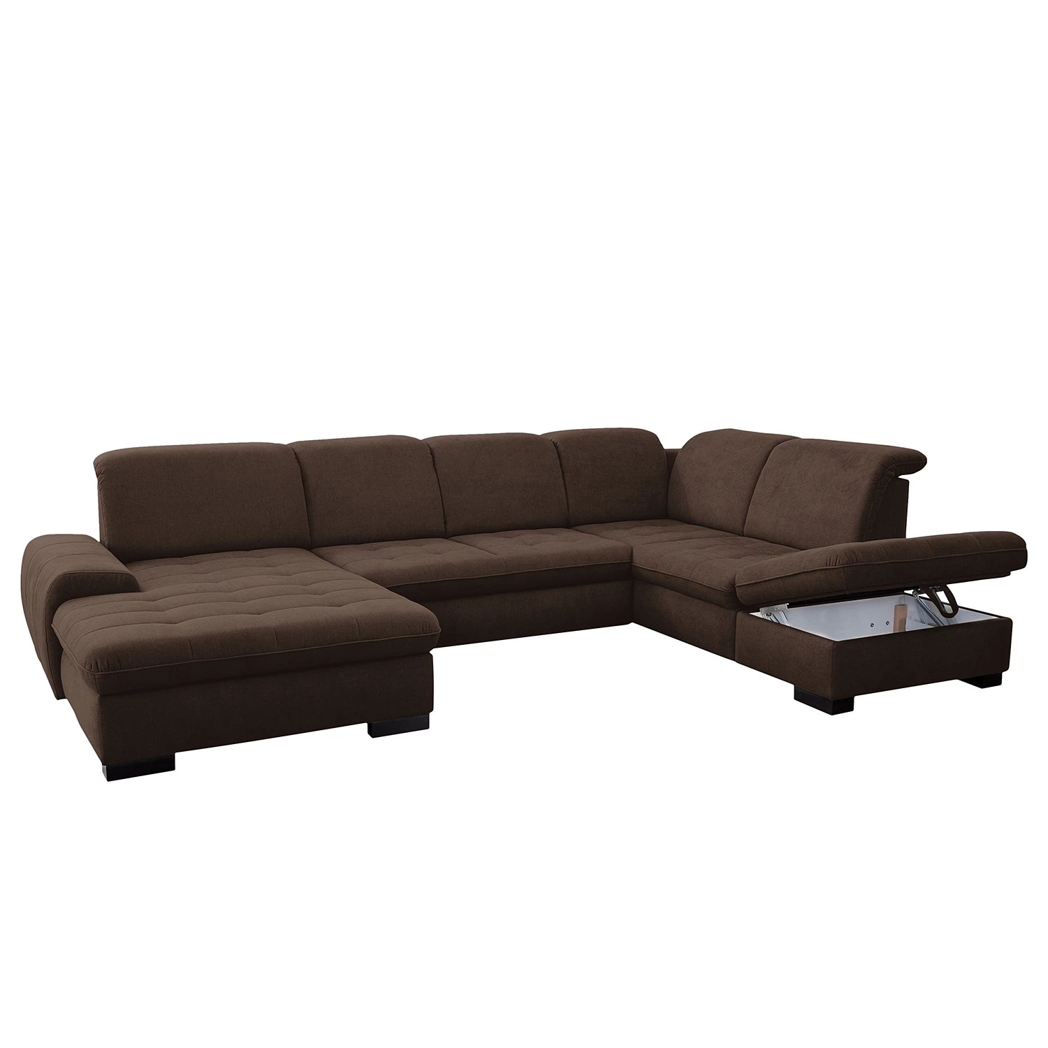 Loftscape Canapé panoramique Boussay - Tissage à plat - Tissu Olea: Espresso - Méridienne courte à gauche / longue à droite (vue de face) - Avec fonction couchage 5 Loftscape Canapé panoramique Boussay - Tissage à plat - Tissu Olea: Espresso - Méridienne courte à gauche / longue à droite (vue de face) - Avec fonction couchage – Image 5