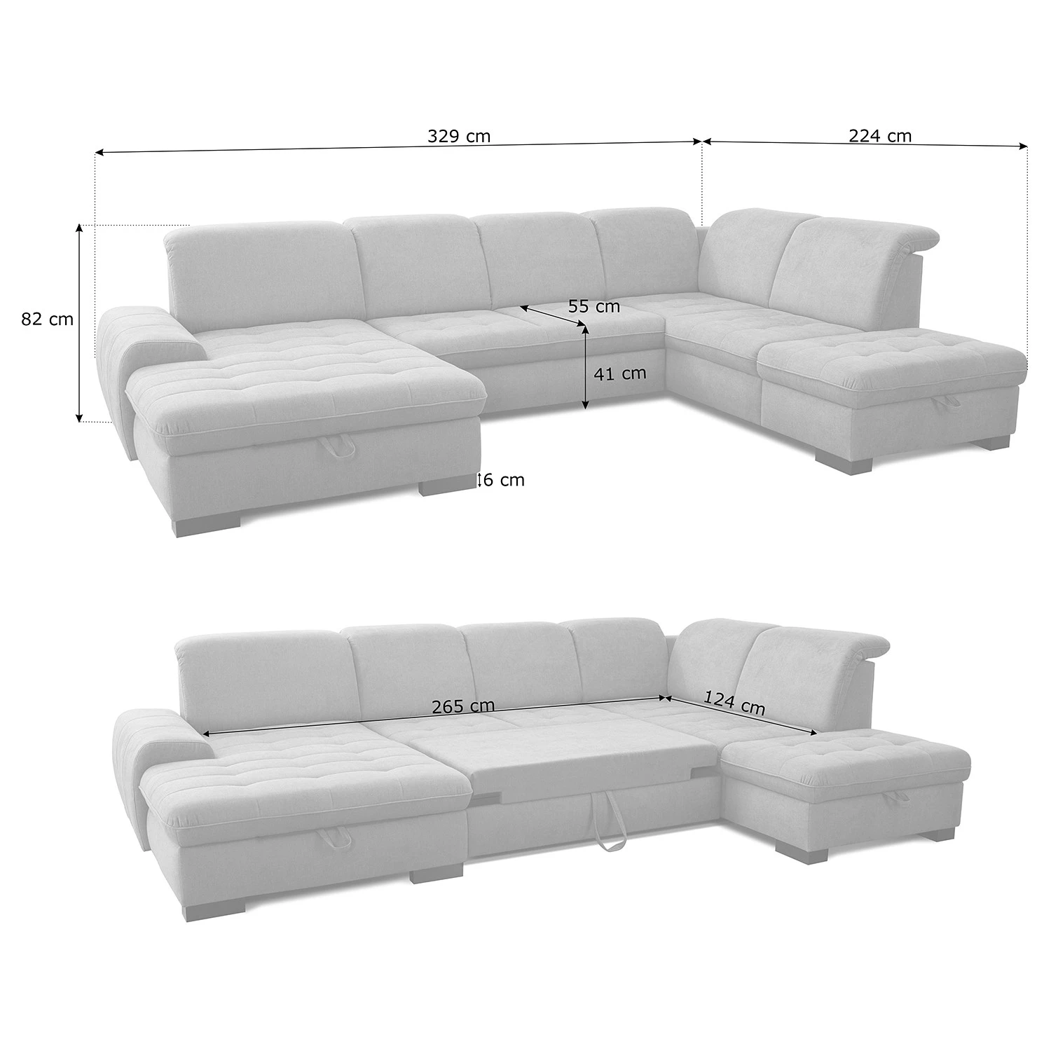 Loftscape Canapé panoramique Boussay - Tissage à plat - Tissu Olea: Espresso - Méridienne courte à gauche / longue à droite (vue de face) - Avec fonction couchage 11 Loftscape Canapé panoramique Boussay - Tissage à plat - Tissu Olea: Espresso - Méridienne courte à gauche / longue à droite (vue de face) - Avec fonction couchage – Image 11
