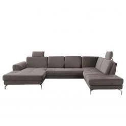 Loftscape Canapé panoramique Lascaux - Velours - Velours Ravi: Gris foncé - Méridienne courte à gauche / longue à droite (vue de face) -Canapés Soldes Magasin 1000253928 210419 15260001824 DETAILS P000000001000253928