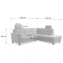 Loftscape Canapé d’angle Baulon II - Tissage à plat - Tissu Ama: Gris clair - Méridienne longue à droite (vue de face) - Sans fonction couchage -Canapés Soldes Magasin 1000253949 210419 15290202040 SKETCH DETAILS P000000001000253949 sketch