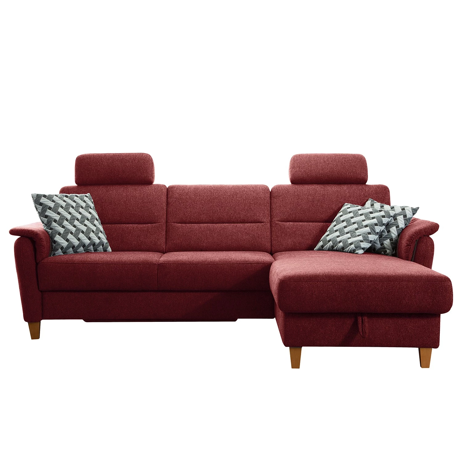 Loftscape Canapé d’angle Baulon I - Tissage à plat - Tissu Ama: Bordeaux - Méridienne courte à droite (vue de face) - Avec fonction couchage 4 Loftscape Canapé d’angle Baulon I - Tissage à plat - Tissu Ama: Bordeaux - Méridienne courte à droite (vue de face) - Avec fonction couchage – Image 4