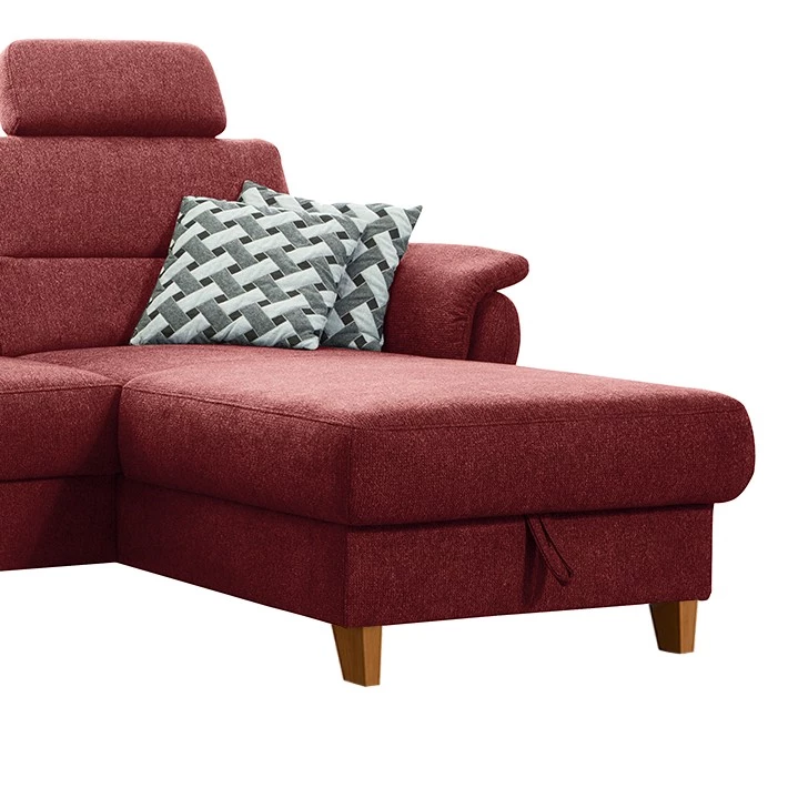 Loftscape Canapé d’angle Baulon I - Tissage à plat - Tissu Ama: Bordeaux - Méridienne courte à droite (vue de face) - Avec fonction couchage 6 Loftscape Canapé d’angle Baulon I - Tissage à plat - Tissu Ama: Bordeaux - Méridienne courte à droite (vue de face) - Avec fonction couchage – Image 6