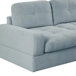 Fredriks Canapé d’angle Montfort - Chenille - Tissu Chenille Alix: Bleu clair - Largeur : 263 cm - Méridienne courte à droite (vue de face) -Canapés Soldes Magasin 1000254271 210426 12331601253 DETAILS P000000001000254271