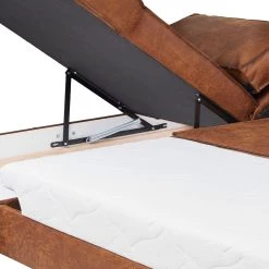 Ars manufacti Canapé d’angle FORT DODGE - Aspect cuir vieilli - Microfibre Yaka: Cognac - Méridienne courte à gauche (vue de face) - Avec fonction couchage -Canapés Soldes Magasin 1000254513 210330 06272100103 DETAILS P000000001000254513