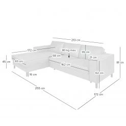 Ars manufacti Canapé d’angle FORT DODGE - Aspect cuir vieilli - Microfibre Yaka: Cognac - Méridienne courte à gauche (vue de face) - Avec fonction couchage -Canapés Soldes Magasin 1000254513 220919 500 SKETCH DETAILS P000000001000254513 sketch