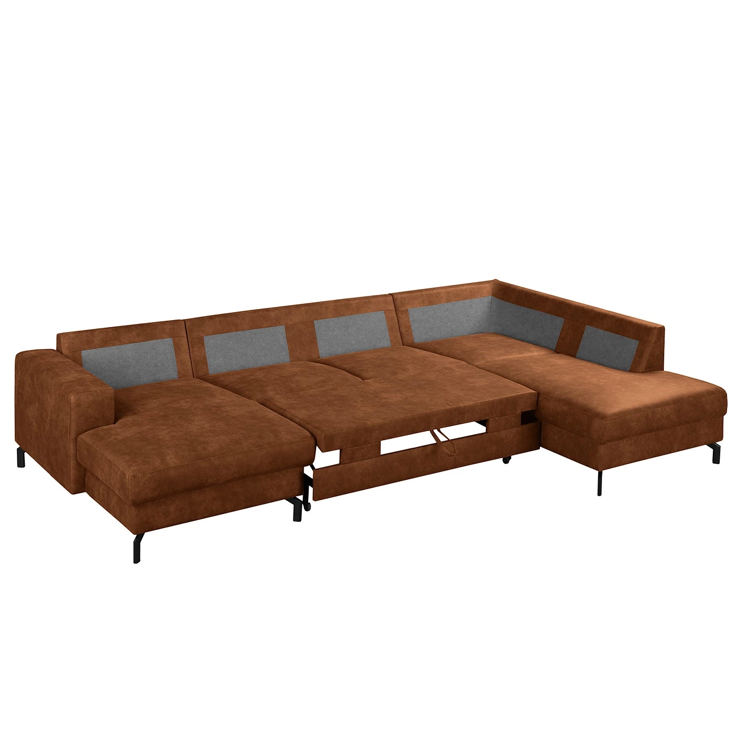 Loftscape Canapé panoramique Le Vivier - Vieux cuir - Cognac - Méridienne courte à gauche / longue à droite (vue de face) 2 Loftscape Canapé panoramique Le Vivier - Vieux cuir - Cognac - Méridienne courte à gauche / longue à droite (vue de face) – Image 2