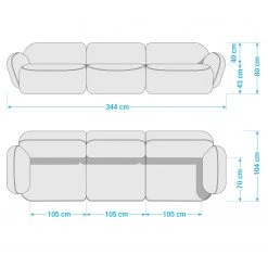 Studio Copenhagen Grand canapé Vieux Colpo - Tissu Meave: Gris -Canapés Soldes Magasin 1000256648 210809 09092200018 SKETCH DETAILS P000000001000256648 sketch