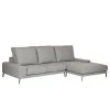 Bizzarto Canapé d’angle Penda II - Tissu - Tissu Sogol: Gris fumé - Méridienne courte à droite (vue de face)