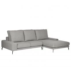 Bizzarto Canapé d’angle Penda II - Tissu - Tissu Sogol: Gris fumé - Méridienne courte à droite (vue de face)