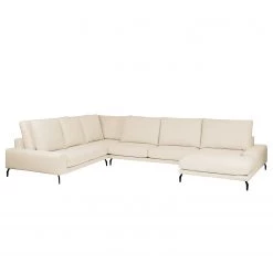 Bizzarto Canapé panoramique Penda - Tissu - Tissu Sogol: Créme - Méridienne courte à droite (vue de face)