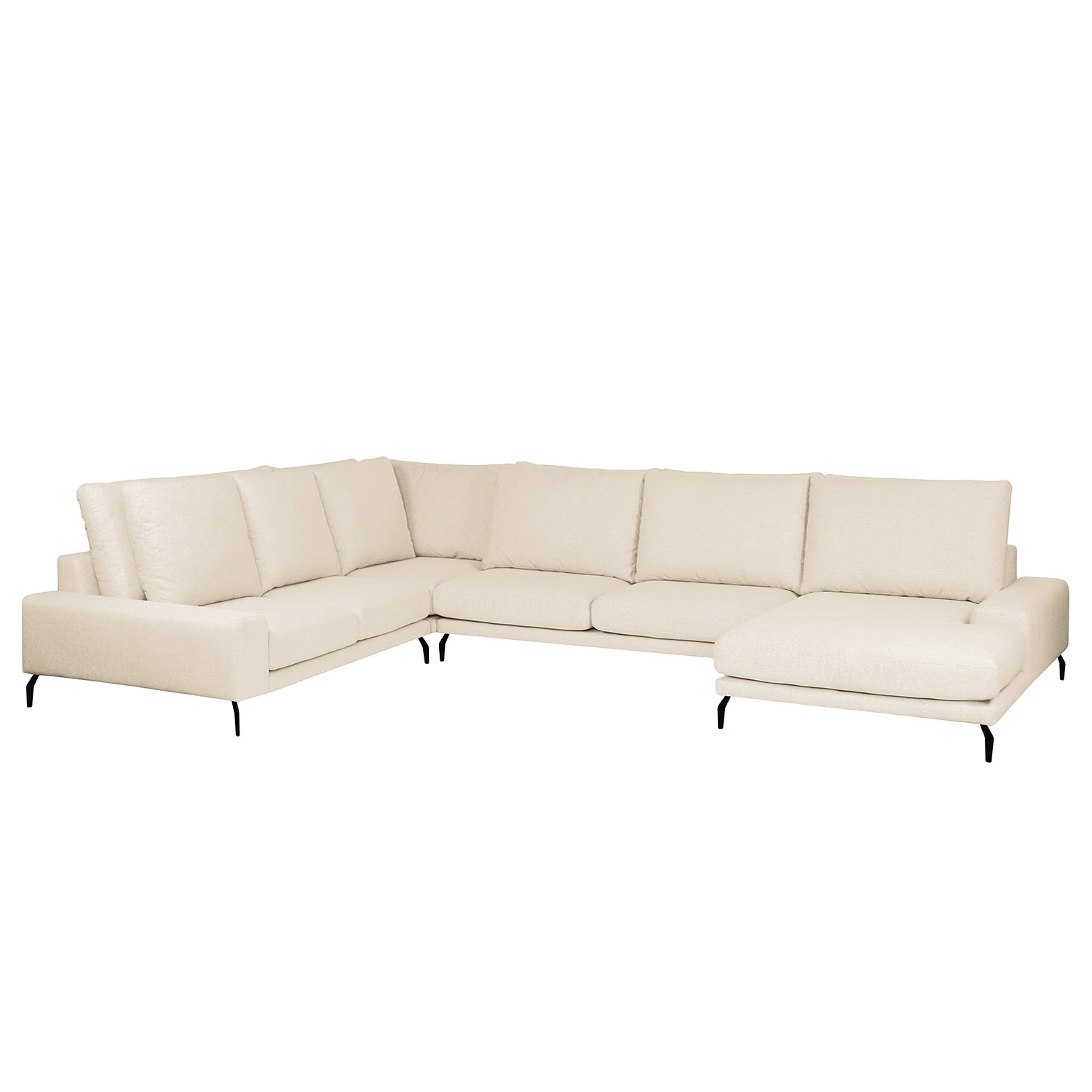 Bizzarto Canapé panoramique Penda - Tissu - Tissu Sogol: Créme - Méridienne courte à droite (vue de face) 1 Bizzarto Canapé panoramique Penda - Tissu - Tissu Sogol: Créme - Méridienne courte à droite (vue de face)