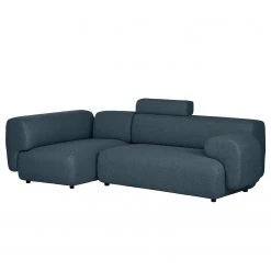 Bizzarto Canapé d’angle Imbert - Tissu - Tissu Sogol: Bleu foncé - Méridienne longue à gauche (vue de face)
