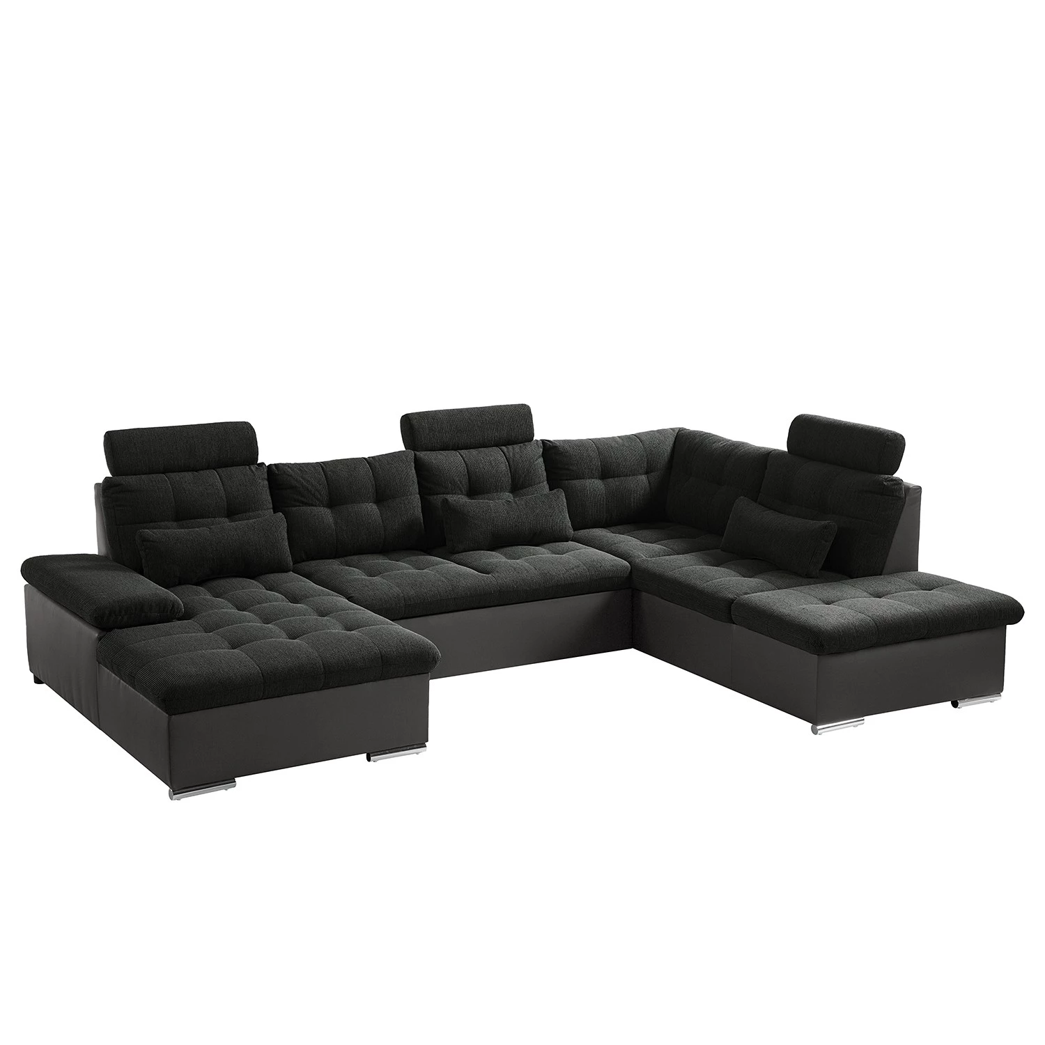 Fredriks Canapé panoramique Puntiro - Imitation cuir / Tissu structuré - Cuir synthétique Lilo / Tissu structuré Satur: Gris foncé / Anthracite 1 Fredriks Canapé panoramique Puntiro - Imitation cuir / Tissu structuré - Cuir synthétique Lilo / Tissu structuré Satur: Gris foncé / Anthracite