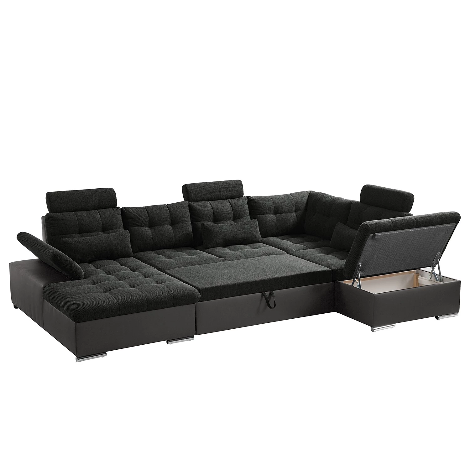 Fredriks Canapé panoramique Puntiro - Imitation cuir / Tissu structuré - Cuir synthétique Lilo / Tissu structuré Satur: Gris foncé / Anthracite 6 Fredriks Canapé panoramique Puntiro - Imitation cuir / Tissu structuré - Cuir synthétique Lilo / Tissu structuré Satur: Gris foncé / Anthracite – Image 6