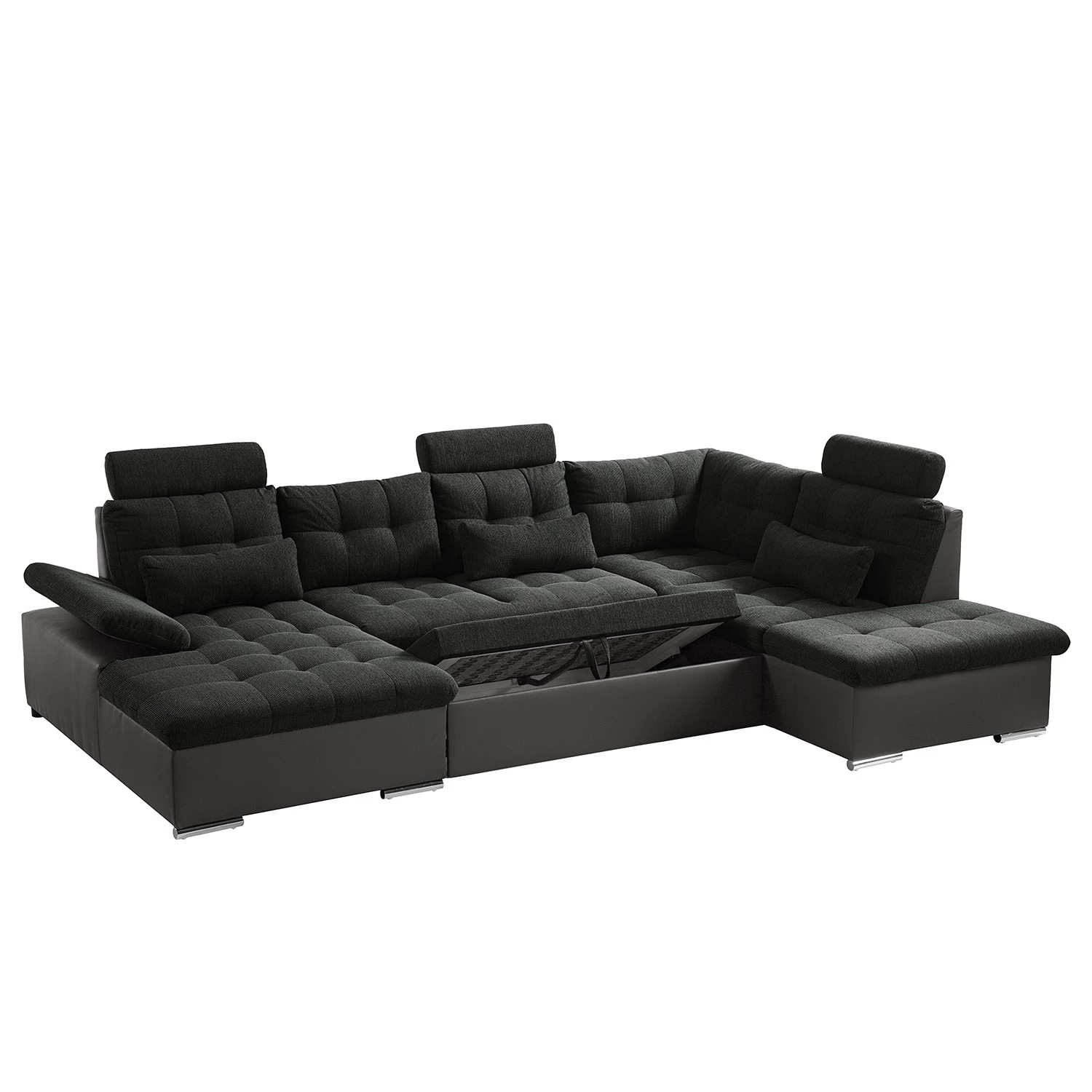 Fredriks Canapé panoramique Puntiro - Imitation cuir / Tissu structuré - Cuir synthétique Lilo / Tissu structuré Satur: Gris foncé / Anthracite 11 Fredriks Canapé panoramique Puntiro - Imitation cuir / Tissu structuré - Cuir synthétique Lilo / Tissu structuré Satur: Gris foncé / Anthracite – Image 11