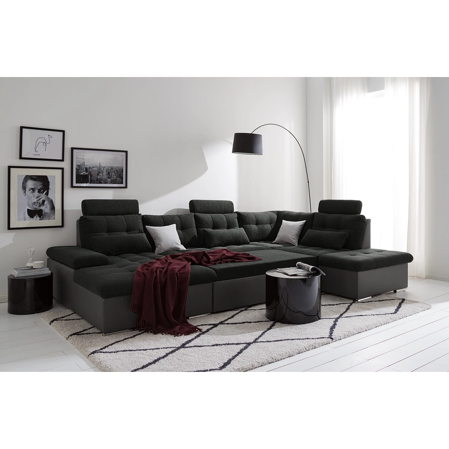 Fredriks Canapé panoramique Puntiro - Imitation cuir / Tissu structuré - Cuir synthétique Lilo / Tissu structuré Satur: Gris foncé / Anthracite 13 Fredriks Canapé panoramique Puntiro - Imitation cuir / Tissu structuré - Cuir synthétique Lilo / Tissu structuré Satur: Gris foncé / Anthracite – Image 13