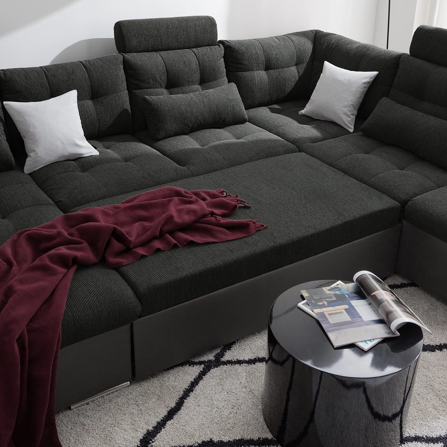 Fredriks Canapé panoramique Puntiro - Imitation cuir / Tissu structuré - Cuir synthétique Lilo / Tissu structuré Satur: Gris foncé / Anthracite 15 Fredriks Canapé panoramique Puntiro - Imitation cuir / Tissu structuré - Cuir synthétique Lilo / Tissu structuré Satur: Gris foncé / Anthracite – Image 15