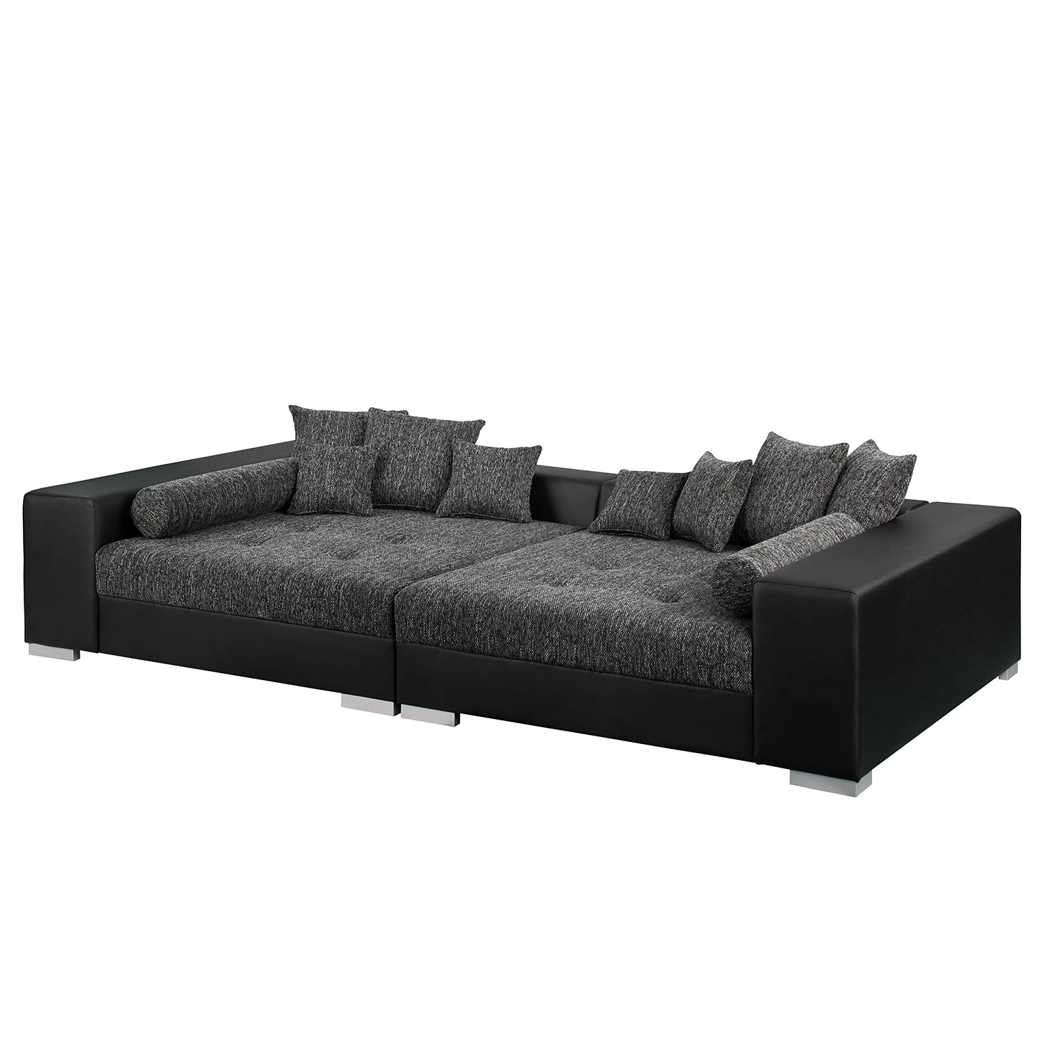 Loftscape Grand canapé Canton I - Imitation cuir / Tissu structuré - Noir / Gris 1 Loftscape Grand canapé Canton I - Imitation cuir / Tissu structuré - Noir / Gris