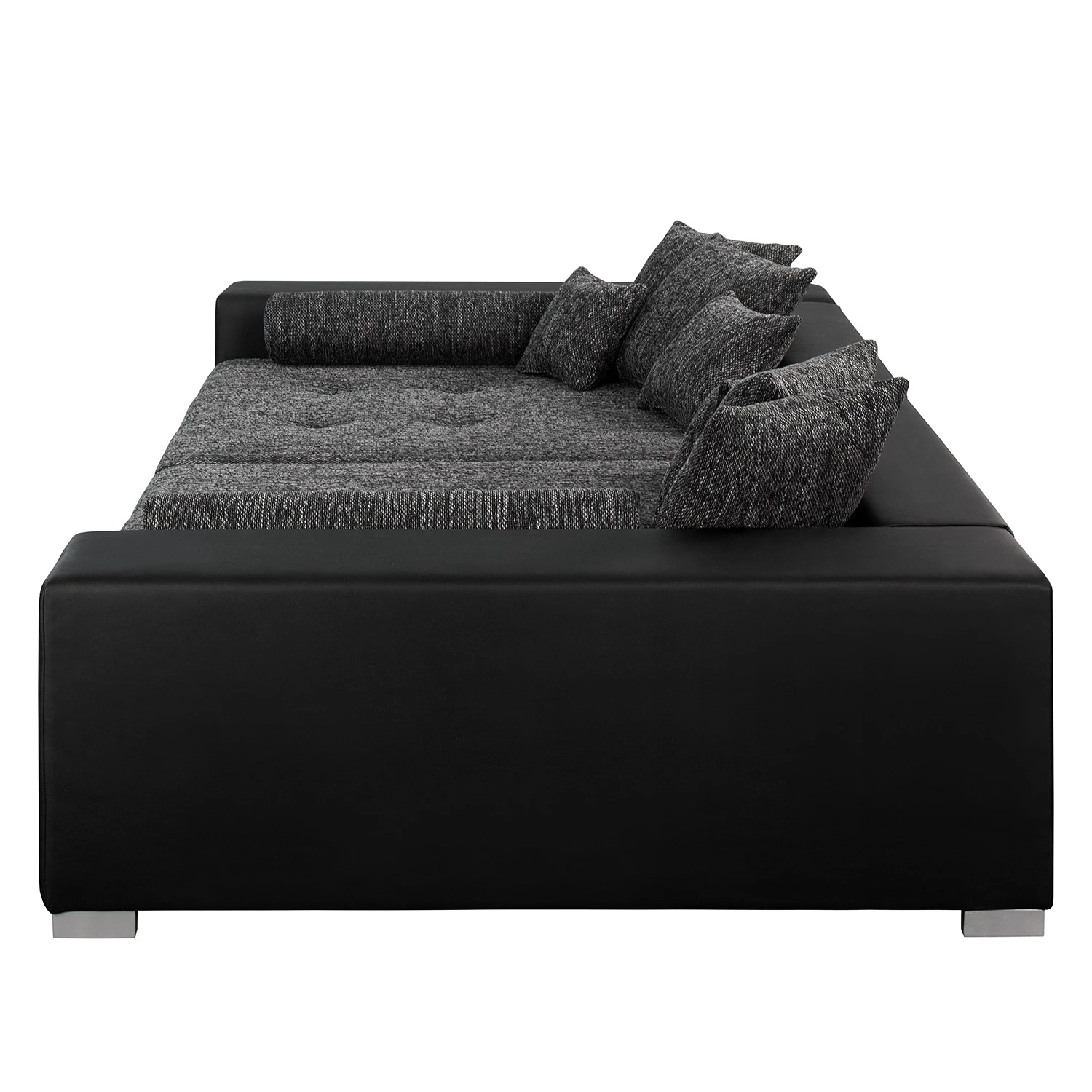 Loftscape Grand canapé Canton I - Imitation cuir / Tissu structuré - Noir / Gris 3 Loftscape Grand canapé Canton I - Imitation cuir / Tissu structuré - Noir / Gris – Image 3