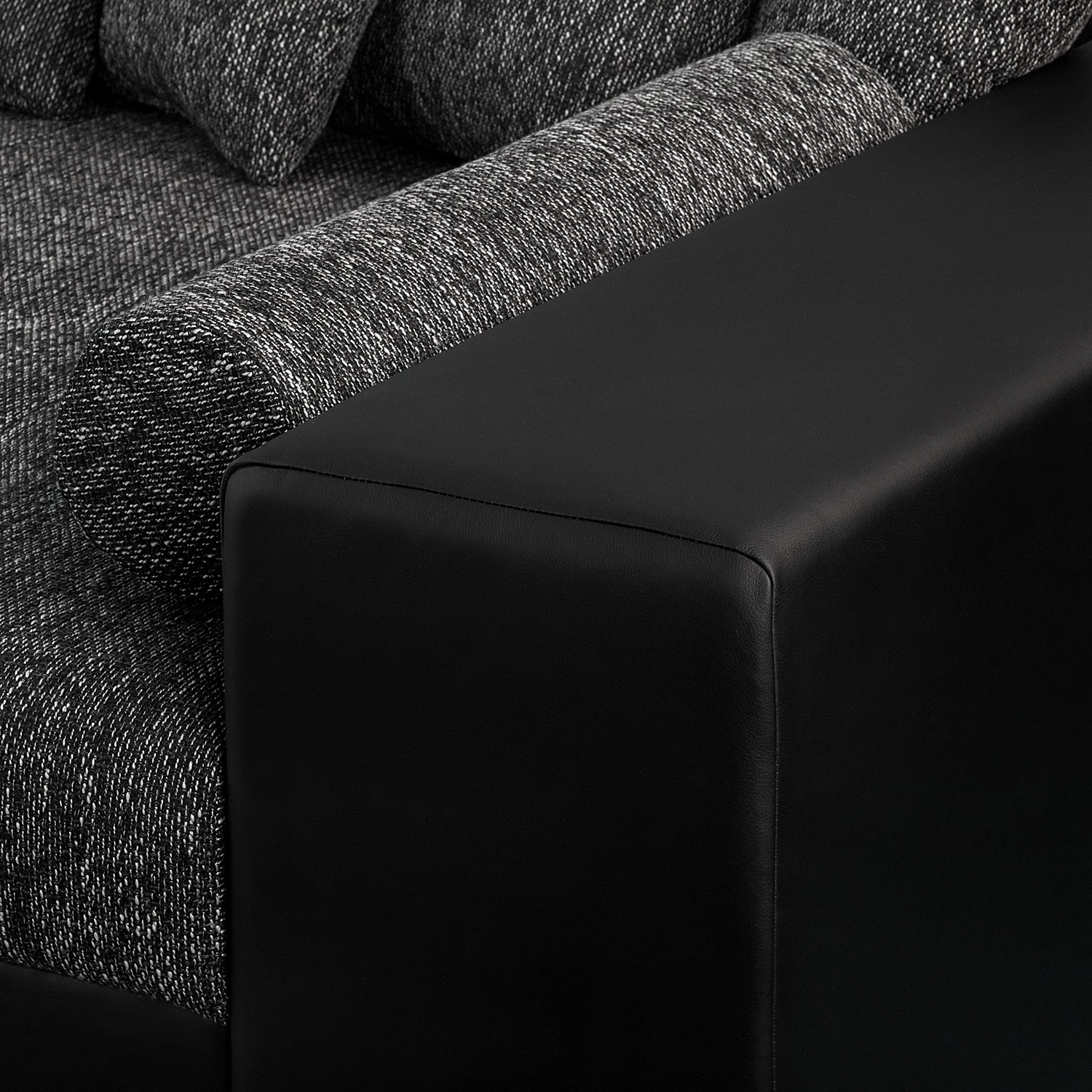 Loftscape Grand canapé Canton I - Imitation cuir / Tissu structuré - Noir / Gris 7 Loftscape Grand canapé Canton I - Imitation cuir / Tissu structuré - Noir / Gris – Image 7