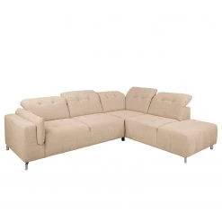 Loftscape Canapé d’angle Miches - Tissu - Sable - Méridienne longue à droite (vue de face)