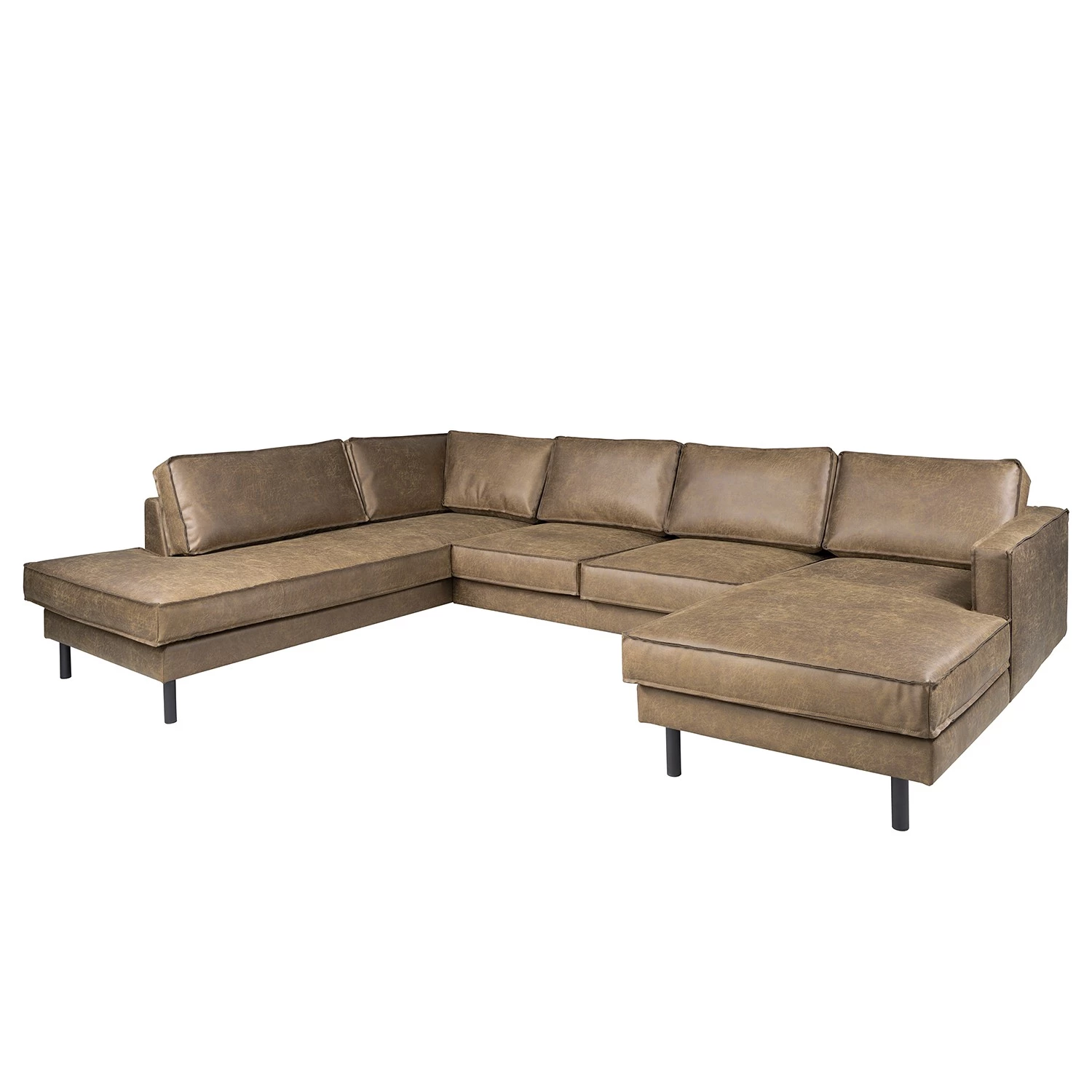 Canapé panoramique FORT DODGE - Aspect cuir vieilli - Microfibre Yaka: Noix de muscade - Méridienne courte à droite / longue à gauche (vue de face) - Sans repose-pieds 1 Canapé panoramique FORT DODGE - Aspect cuir vieilli - Microfibre Yaka: Noix de muscade - Méridienne courte à droite / longue à gauche (vue de face) - Sans repose-pieds