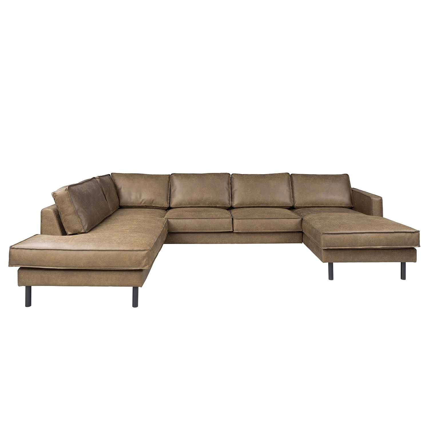 Canapé panoramique FORT DODGE - Aspect cuir vieilli - Microfibre Yaka: Noix de muscade - Méridienne courte à droite / longue à gauche (vue de face) - Sans repose-pieds 3 Canapé panoramique FORT DODGE - Aspect cuir vieilli - Microfibre Yaka: Noix de muscade - Méridienne courte à droite / longue à gauche (vue de face) - Sans repose-pieds – Image 3