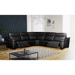 Red Living Canapé d’angle Sappee - Imitation cuir - Cuir Domna: Noir - Réglage électrique : 2 moteurs avec câble -Canapés Soldes Magasin 1000263535 210601 15003200310 MOOD DETAILS P000000001000263535 mood