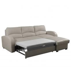 Loftscape Canapé d’angle Nilsia - Imitation cuir - Cuir Mabel: Gris clair - Méridienne courte à droite (vue de face) - Avec fonction couchage -Canapés Soldes Magasin 1000263558 210601 15013301391 DETAILS P000000001000263558