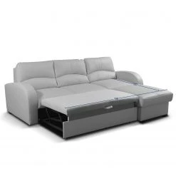 Loftscape Canapé d’angle Nilsia - Imitation cuir - Cuir Mabel: Gris clair - Méridienne courte à droite (vue de face) - Avec fonction couchage -Canapés Soldes Magasin 1000263558 210601 15013301398 SKETCH DETAILS P000000001000263558 sketch