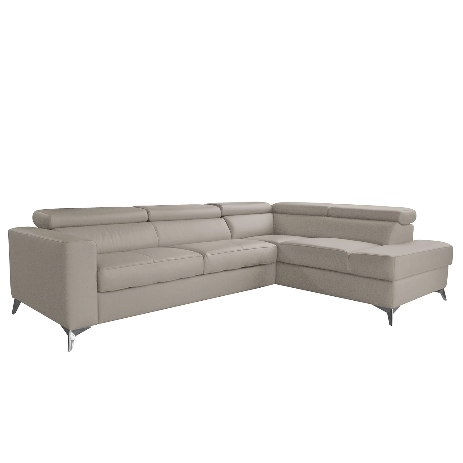 Loftscape Canapé d’angle Adamo - Cuir véritable / Imitation cuir - Cuir Mabel: Gris clair - Méridienne longue à droite (vue de face) - Avec fonction couchage 1 Loftscape Canapé d’angle Adamo - Cuir véritable / Imitation cuir - Cuir Mabel: Gris clair - Méridienne longue à droite (vue de face) - Avec fonction couchage