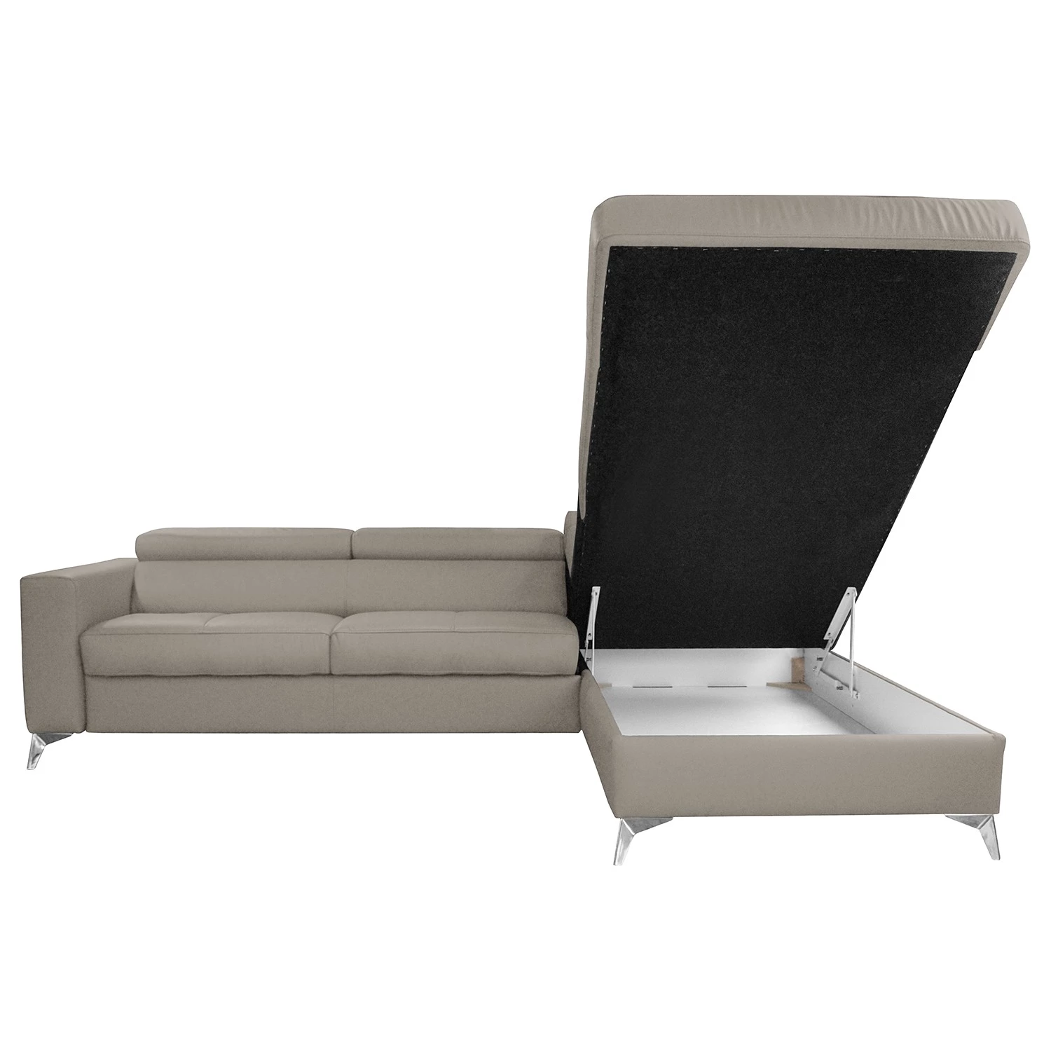 Loftscape Canapé d’angle Adamo - Cuir véritable / Imitation cuir - Cuir Mabel: Gris clair - Méridienne longue à droite (vue de face) - Avec fonction couchage 6 Loftscape Canapé d’angle Adamo - Cuir véritable / Imitation cuir - Cuir Mabel: Gris clair - Méridienne longue à droite (vue de face) - Avec fonction couchage – Image 6