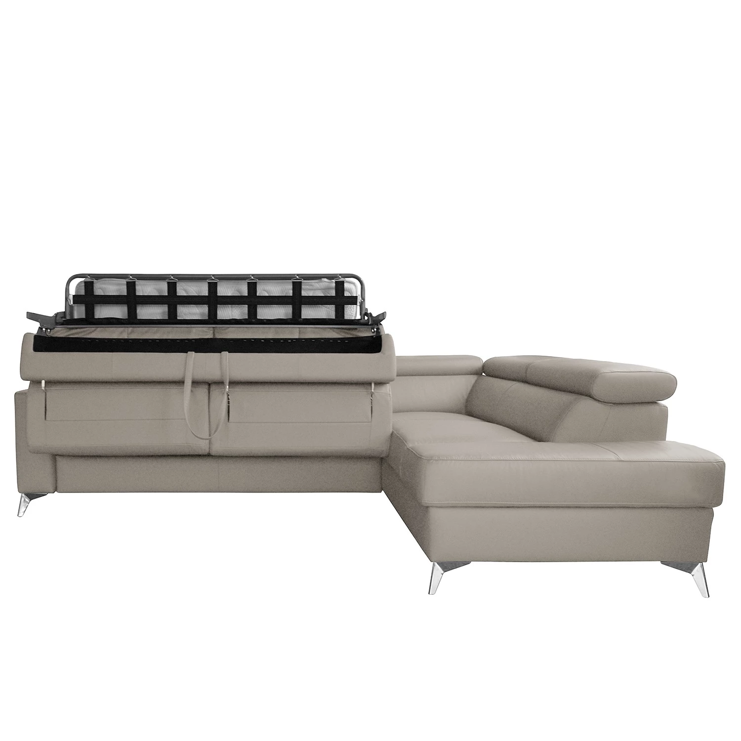 Loftscape Canapé d’angle Adamo - Cuir véritable / Imitation cuir - Cuir Mabel: Gris clair - Méridienne longue à droite (vue de face) - Avec fonction couchage 7 Loftscape Canapé d’angle Adamo - Cuir véritable / Imitation cuir - Cuir Mabel: Gris clair - Méridienne longue à droite (vue de face) - Avec fonction couchage – Image 7