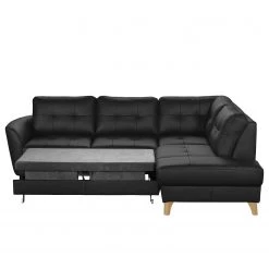 Loftscape Canapé d’angle Heimari II - Cuir Mabel: Noir - Méridienne longue à droite (vue de face) - Avec fonction couchage -Canapés Soldes Magasin 1000263620 210611 13005000105 DETAILS P000000001000263620