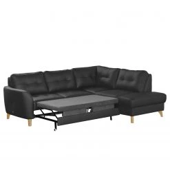 Loftscape Canapé d’angle Heimari II - Cuir Mabel: Noir - Méridienne longue à droite (vue de face) - Avec fonction couchage -Canapés Soldes Magasin 1000263620 210611 13290300079 DETAILS P000000001000263620