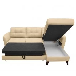 Loftscape Canapé d’angle Heimari I - Cuir Mabel: Beige - Méridienne courte à droite (vue de face) - Avec fonction couchage -Canapés Soldes Magasin 1000263628 210601 15010100858 DETAILS P000000001000263628